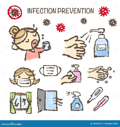 Hand Drawn Illustration Of Infection Prevention Stock Vector