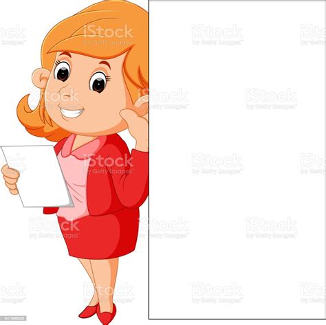 Woman Holding Blank White Sign Stock Illustration Download Image Now