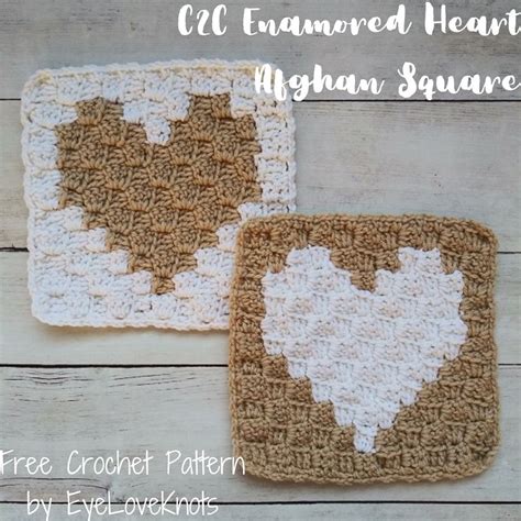 C2c Enamored Heart Afghan Square Free Crochet Pattern Eyeloveknots