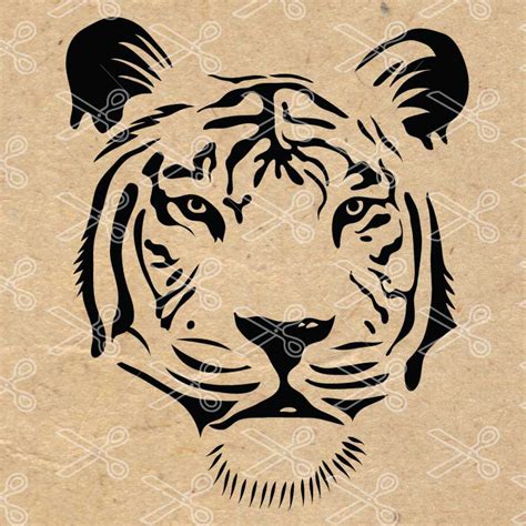 Tiger Face Outline Svg Jungle Creatures Svg Dxf Tiger Clipart Tiger Cut