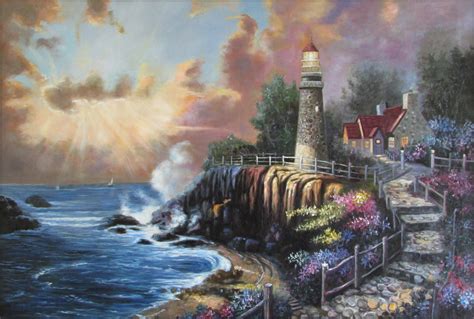 Quality Hand Painted Oil Painting Seaside Peaceful Light
