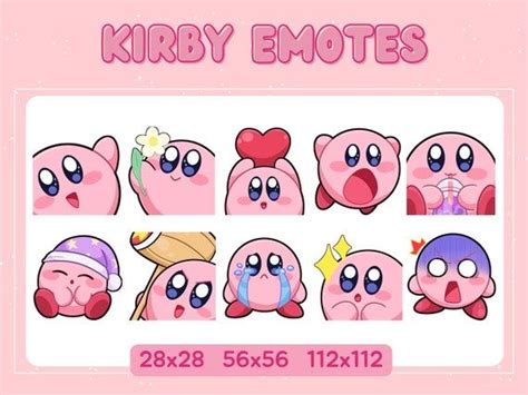 Cute Pack Of 10 Kirby Emotes Emotes For Twitch Youtube Etsy Canada