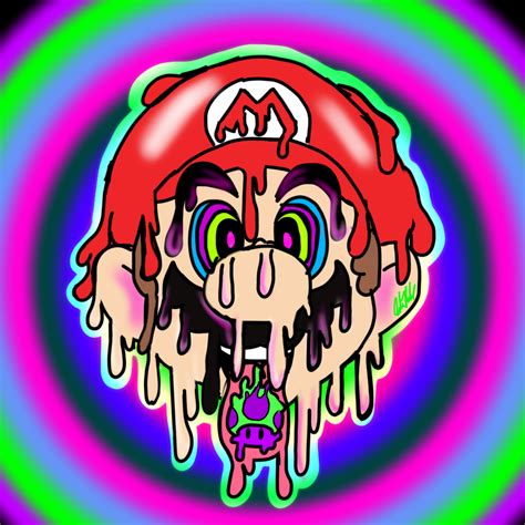 Psychedelic Mario Limited Prints Justys Art And Design