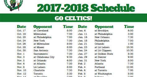 Schedule | CelticsLife.com - Boston Celtics Fan Site, Blog, T-shirts