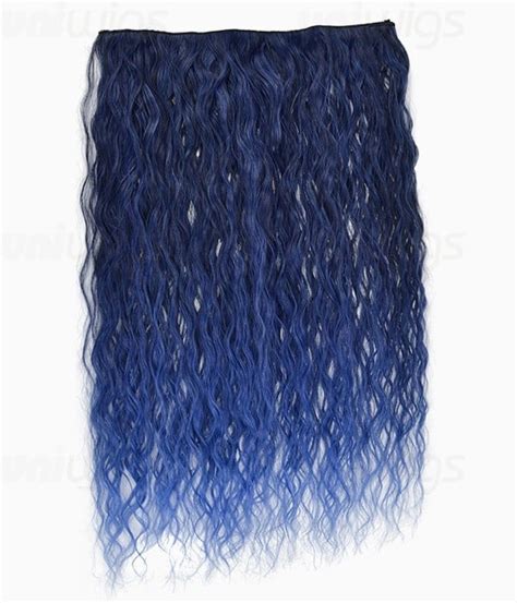 20 Ombre Blue Curly Heat Friendly Synthetic Flip And Clip In Hair