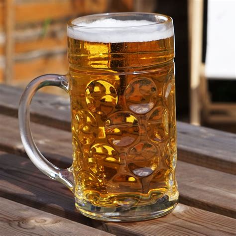 Glass German Beer Tankard Stein Beer Dimple Glass T Boxed 2