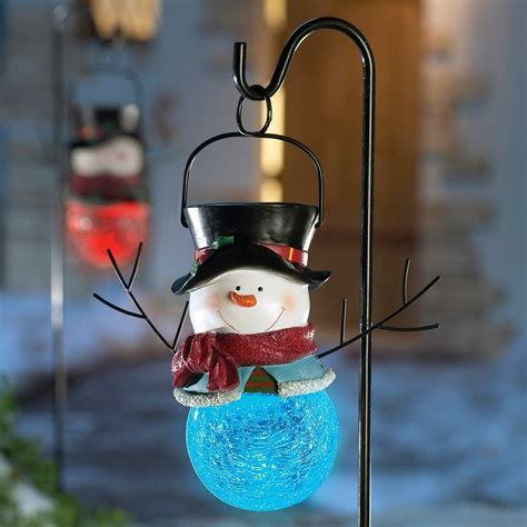 Solar christmas decorations outdoor hanging light. Whimsical Christmas Color Changing Snowman Garden ...