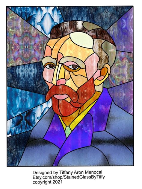 Inspired Van Gogh Self Portrait Stained Glass Pattern Digital Etsy