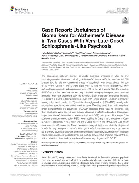 pdf case report usefulness of biomarkers for alzheimer s disease in two cases with very late