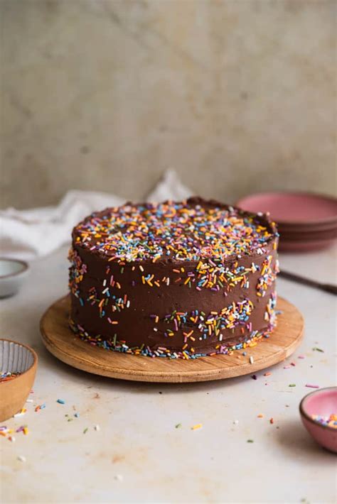Fluffy Chocolate Cake With Sprinkles Frosting And Fettuccine