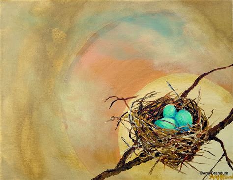 Robin Eggs In A Nest Original Painting By Amy Brandum 11x14acrylic