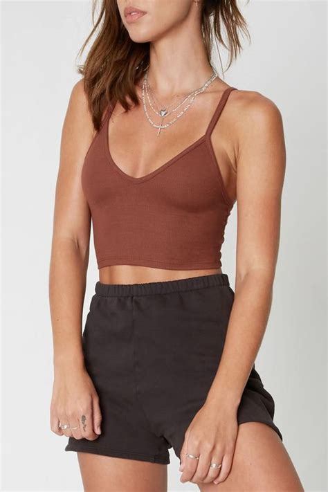 Strappy Crop Tank Oxblood Flexrib Joah Brown Cute Lounge Outfits