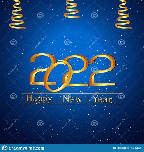 2022 Happy New Year Golden Text Effect On Creative Background Stock