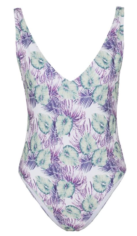 Wolf And Whistle Pamela High Leg Palm Print Swimsuit Sizes D F