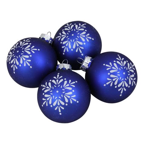 4ct Royal Blue And White Snowflake Christmas Ball Ornament 3 75mm