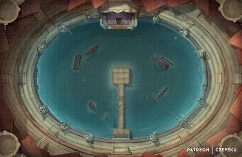 Aquatic Colosseum Battlemap 43x28 OC Art R DnD