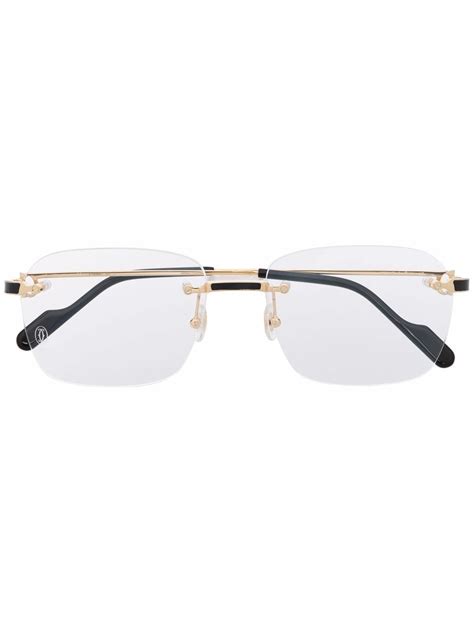 Cartier Rimless Square Frame Glasses In Gold Modesens