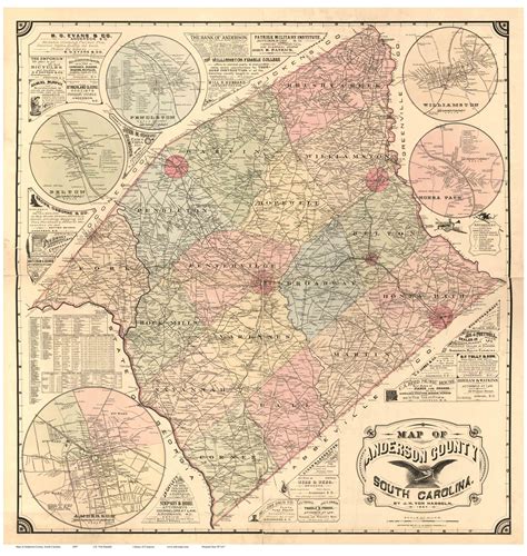 Anderson County 1897 South Carolina Old Map Reprint Old Maps