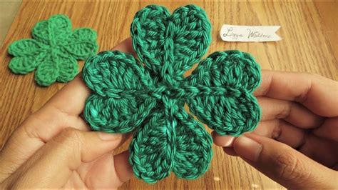 Crochet Four Leaf Clover Applique Youtube
