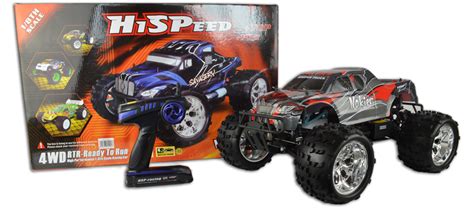 Hsp 18th Scale 4wd Off Road Nitro Monster Rc Truck 24g Black And Red