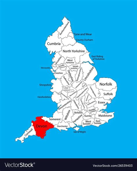 Map Of Devon In South West England United Kingdom With Regions