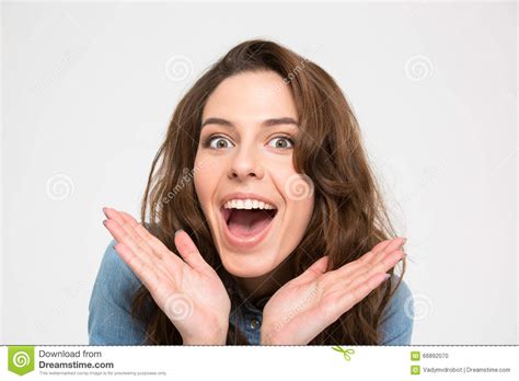 Closeup Portrait Of Happy Excited Young Woman Stock Photo Image Of