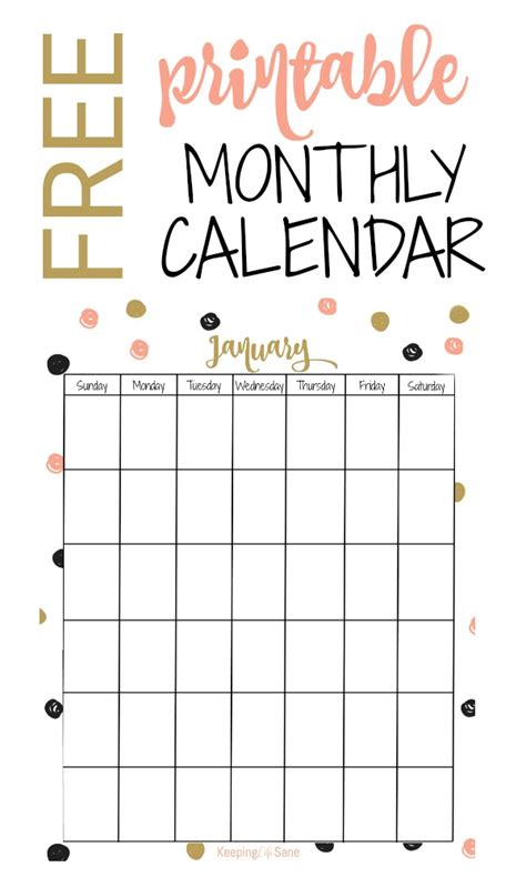 Free Vertical Printable Monthly Calendar Keeping Life Sane Riset
