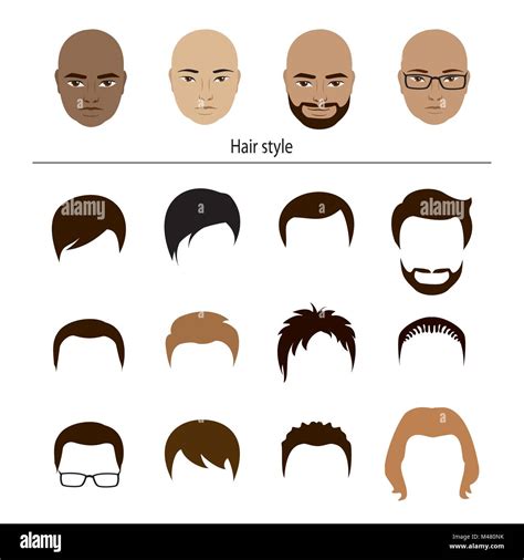 Male Stylish Templates Hairstyles Cartoon Vector Illustration Stock