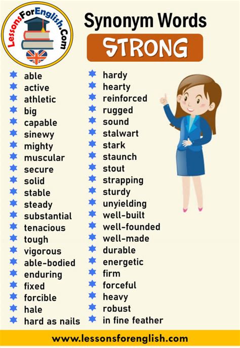 Synonym Words With Strong Lessons For English