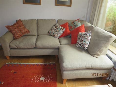 Laura Ashley Baslow Corner Sofa In Natural Tweed In Bromley London