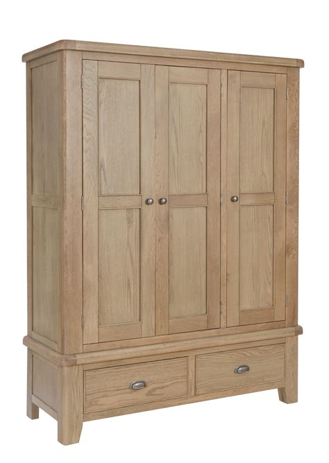 Harrogate Oak - 3 Door 2 Drawer Triple Wardrobe