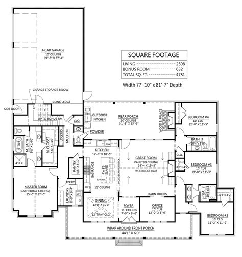 House Plan 41419 Farmhouse Style With 2508 Sq Ft