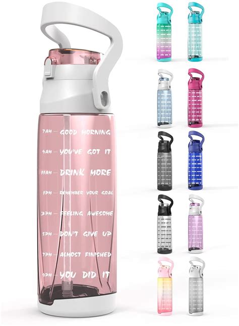 2 Liter Water Bottle With Time Markings Big Water Bottle With Straw