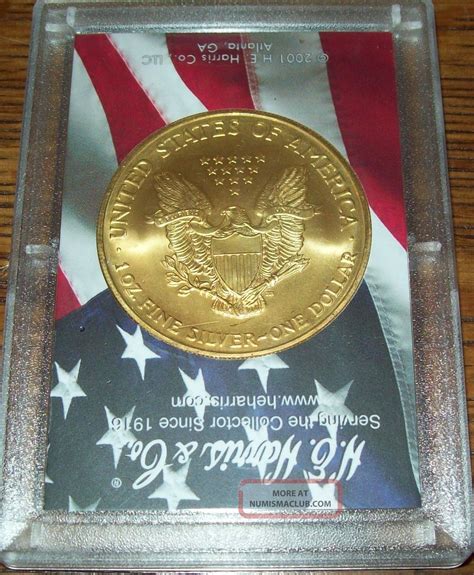 2003 24k Gold Plate American Silver Eagle 1 Troy Oz One Dollar Coin U