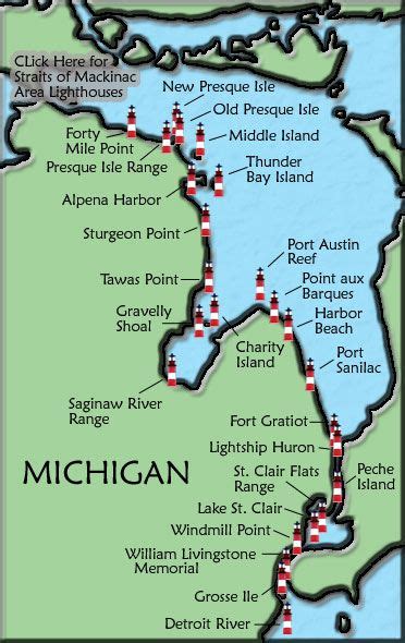 Lake Huron Lighthouse Map Michigan Road Trip Michigan Travel