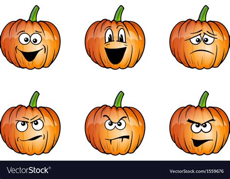 Pumpkin Faces Cartoon Royalty Free Vector Image