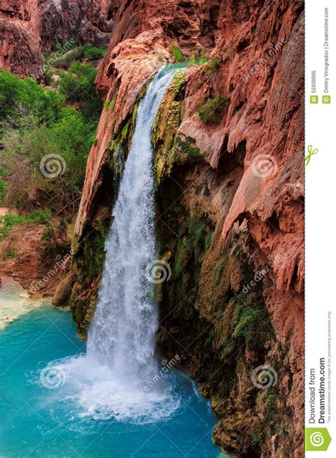 Havasu Falls Natural Paradise In The Grand Canyon Stock