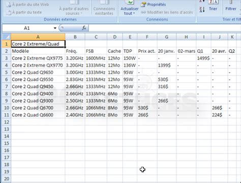 Excel pour microsoft 365 excel 2019 excel 2016 excel 2013 excel 2010 excel 2007 plus. Importer un tableau HTML dans une feuille de calcul ...