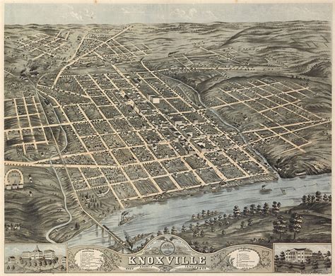 Vintage Pictorial Map Of Knoxville 1871 Drawing By