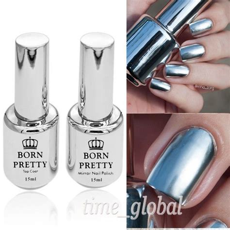 2pcs 15ml Metallic Mirror Effect Nail Polish Metal Silver Varnish And15ml