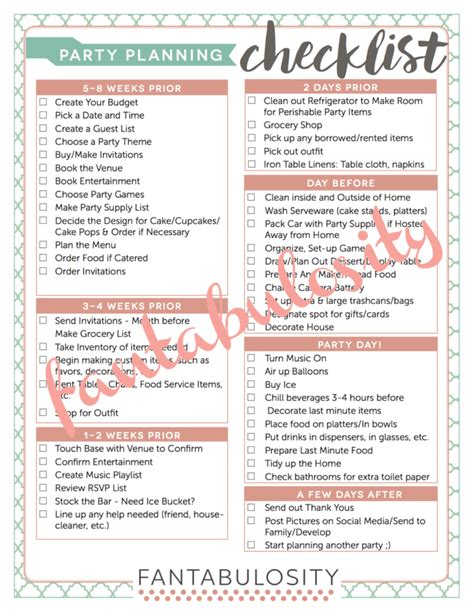Access My Free Party Planning Checklist Fantabulosity