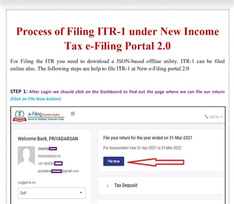 Process Of Filing Itr 1 Under New Income Tax E Filing Portal 20 Kalviseithi No1