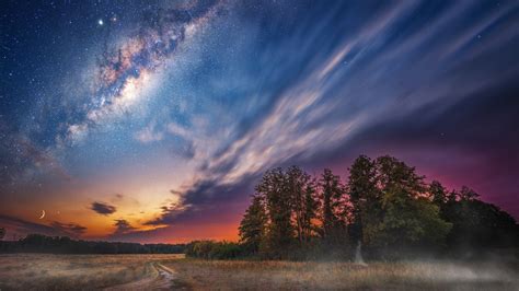 Download 1366x768 Wallpaper Milky Way Clouds Night Sky Landscape