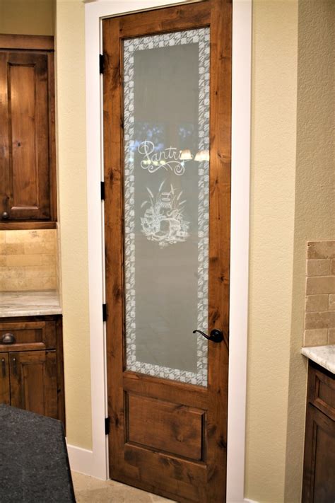 Knotty Alder Frosted Glass Pantry Door Unique Rustic