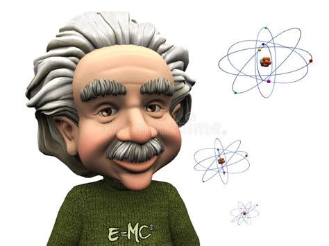 Smiling Cartoon Einstein With Atoms Editorial Photography