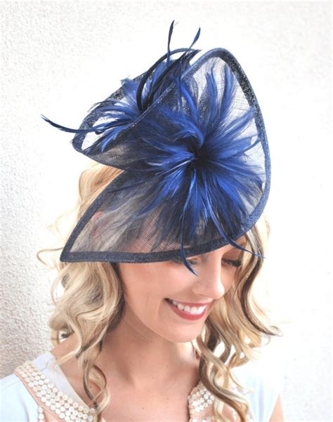 Navy Blue Fascinator Womens Tea Party Hat Church Hat Wedding Hat