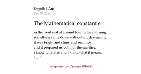 The Mathematical Constant E By Dagoth I Am Hello Poetry