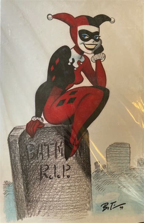 Harley Quinn ORIGINAL Bruce Timm Poster Pin Up Comission VINTAGE MINT For Sale