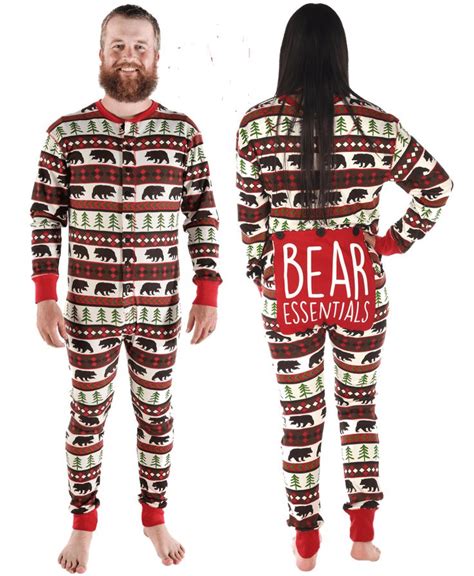 lazy one adult unisex bear essentials flapjack christmas pajamas adult onesie onesies