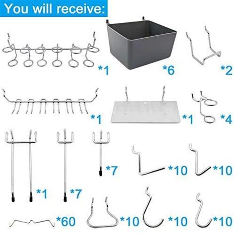 Pegboard Hooks Assortment With Pegboard Bins Peg Locks For Organizing Various Tools 140 Piece